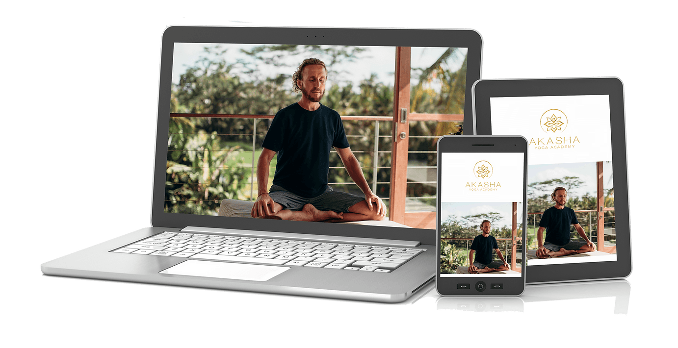 The Akasha 200-Hour course shown on laptop, phone and tablet