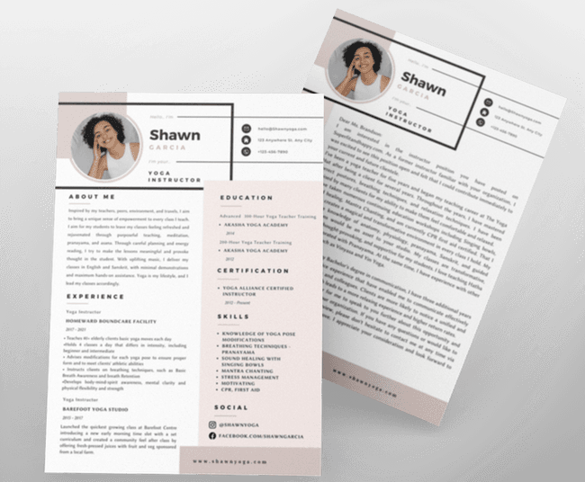 Resume Yoga Teacher (CV)